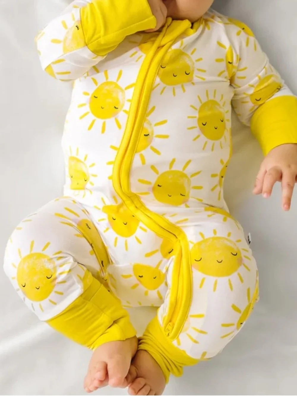Little Sleepies Yellow Bamboo Sunshine Zippy Footed Onesie - Picture 3 of 4
